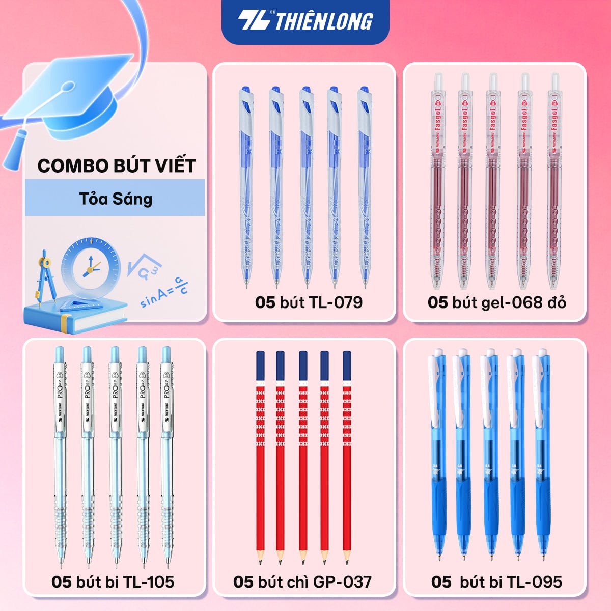 Combo bút viết Thiên Long Tỏa Sáng