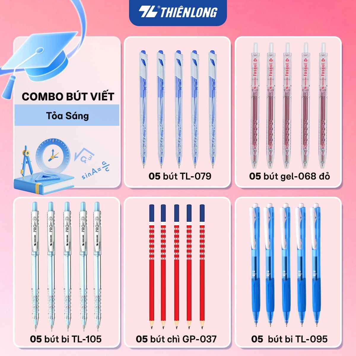  Combo bút viết Thiên Long Tỏa Sáng 