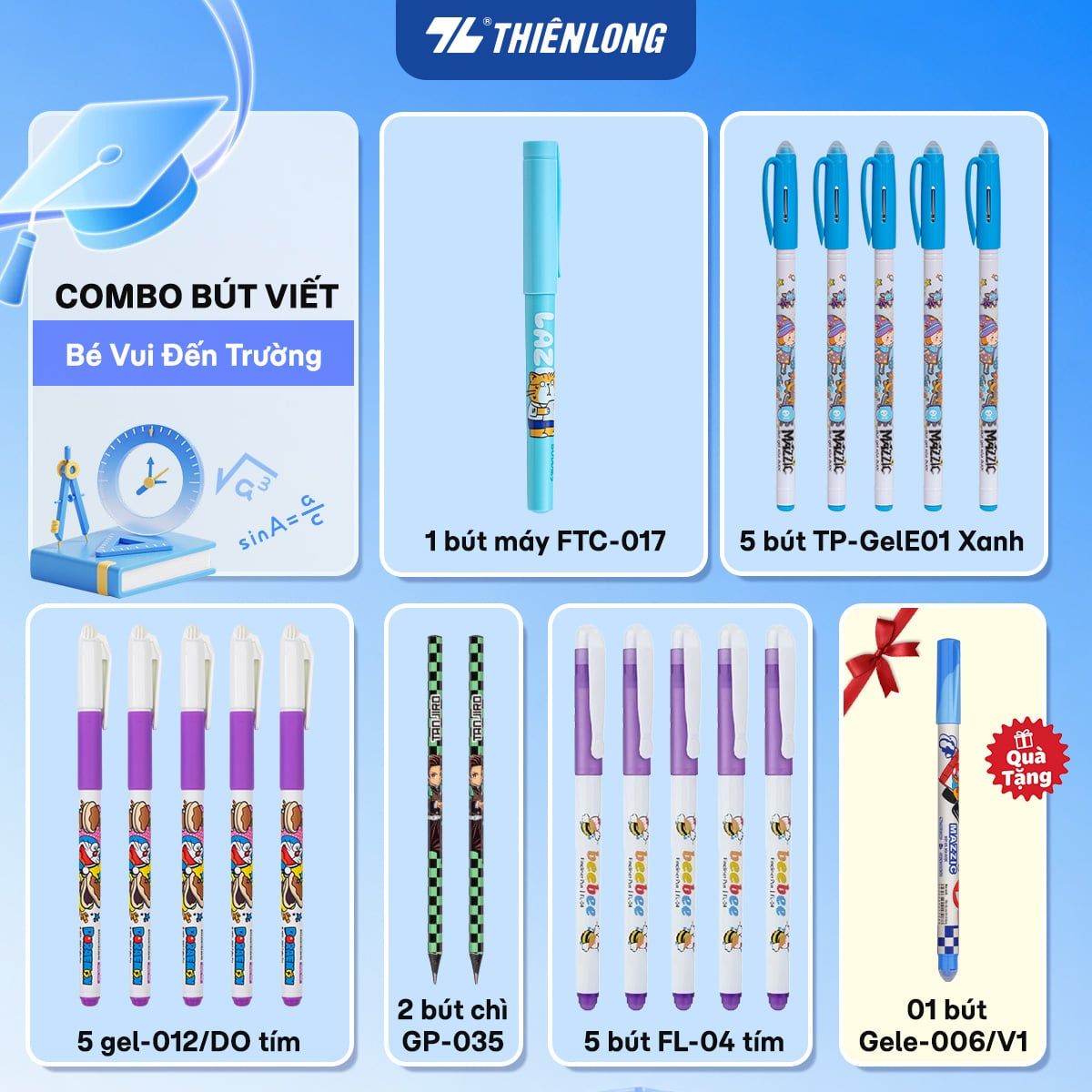  Combo Thiên Long Tiểu học Bé Vui Đến Trường 