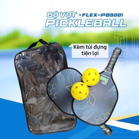 Vợt Pickleball gỗ Flex Fun FLEX-PBS001 - Chất liệu gỗ siêu nhẹ, bề mặt nhám tạo độ xoáy, dễ kiểm soát - Bộ 02 Cây 02 Bóng