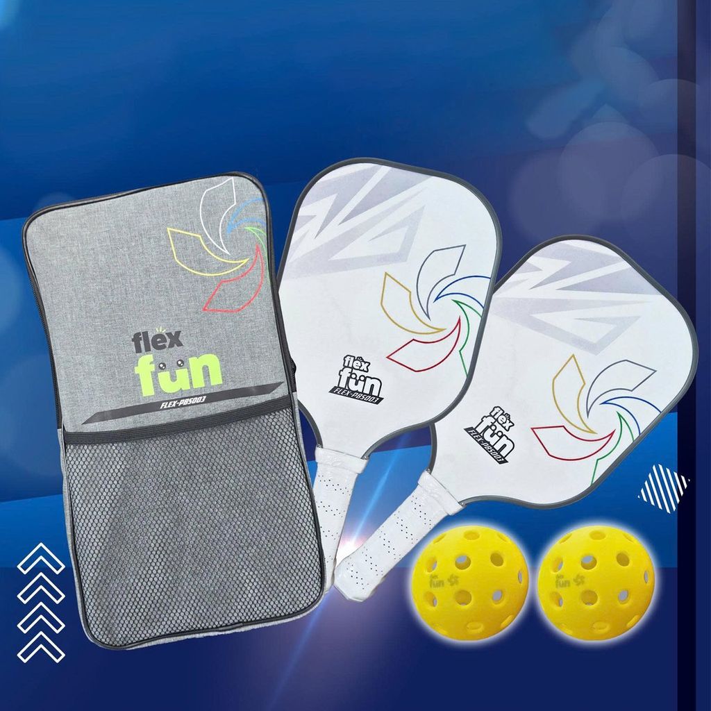Vợt Pickleball Flex Fun Fiber FLEX-PBS003 - Sợi thủy tinh bền chắc chống mài mòn - Bộ 02 Cây 02 Bóng