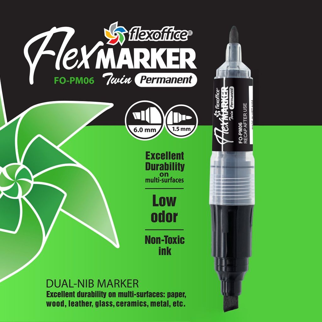 Combo Bút lông dầu Flexoffice Flex Marker FO-PM06/XK - Hàng xuất khẩu