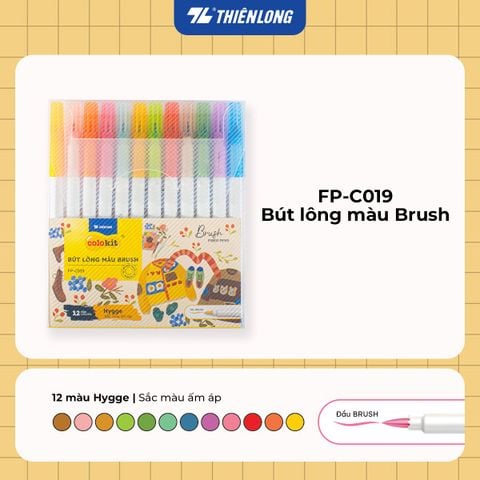 Bút lông 12 màu Hygee Morandi đầu Brush Thiên Long Colokit FP-C019