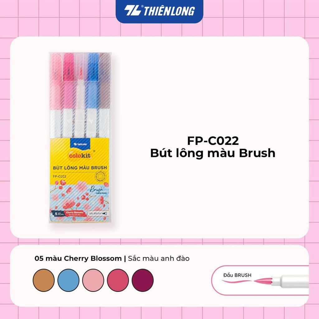 Bút lông 5 màu Cherry Blossom Morandi đầu Brush Thiên Long Colokit FP-C022