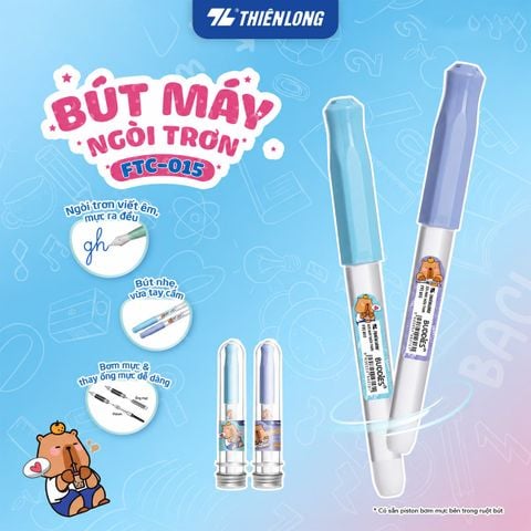 Bút máy Thiên Long Buddies - Ngòi trơn, êm - Thân màu ngẫu nhiên
