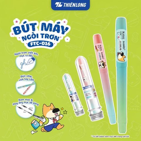 Bút máy Thiên Long Buddies - Ngòi trơn, êm - Thân màu ngẫu nhiên