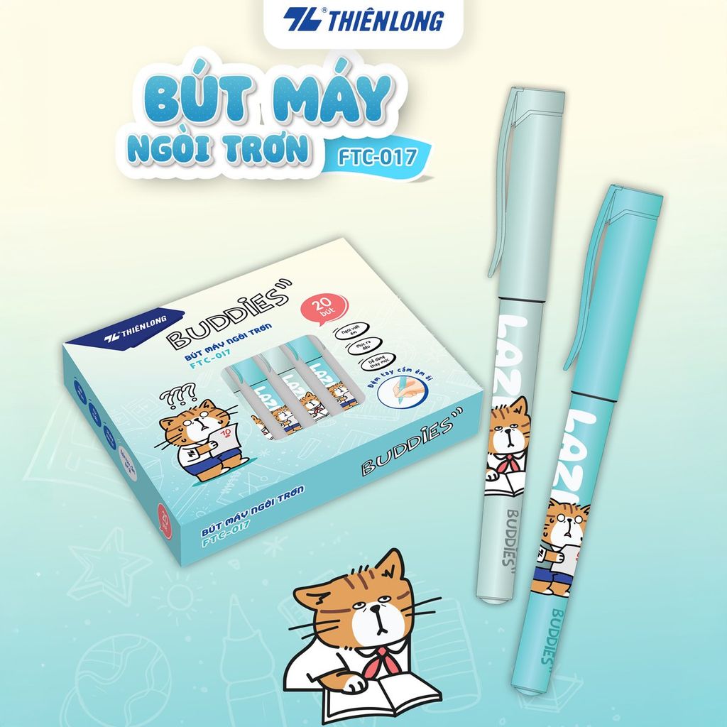 Bút máy Thiên Long Buddies - Ngòi trơn, êm - Thân màu ngẫu nhiên