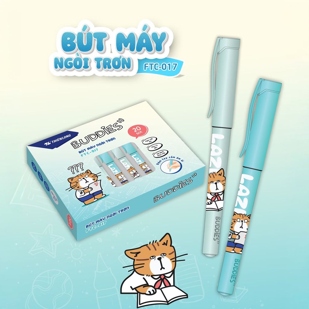 Bút máy Thiên Long Buddies - Ngòi trơn, êm - Thân màu ngẫu nhiên