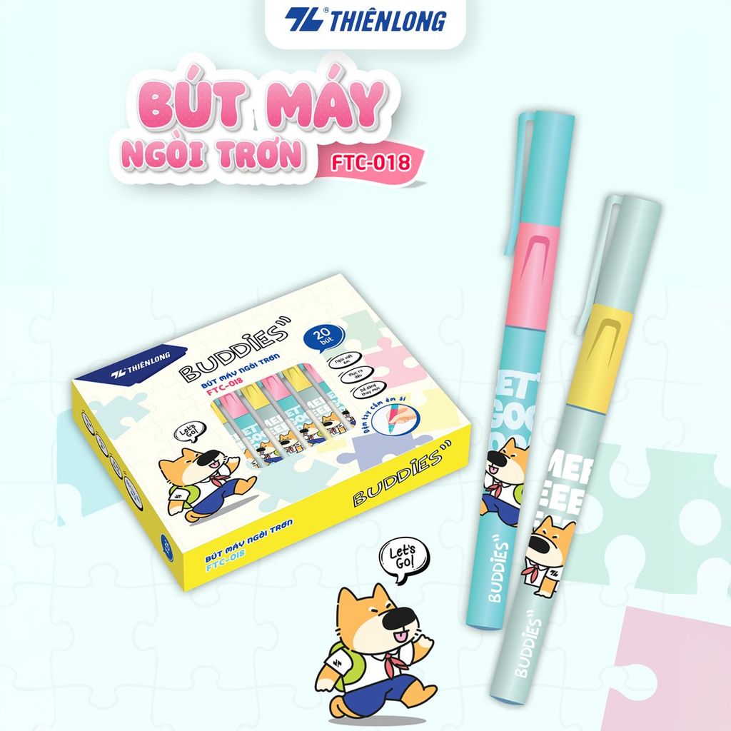 Bút máy Thiên Long Buddies - Ngòi trơn, êm - Thân màu ngẫu nhiên