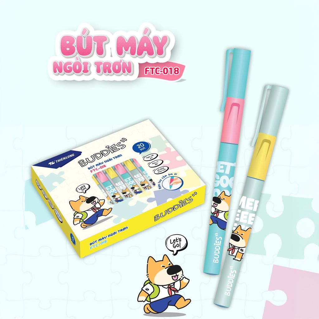 Bút máy Thiên Long Buddies - Ngòi trơn, êm - Thân màu ngẫu nhiên