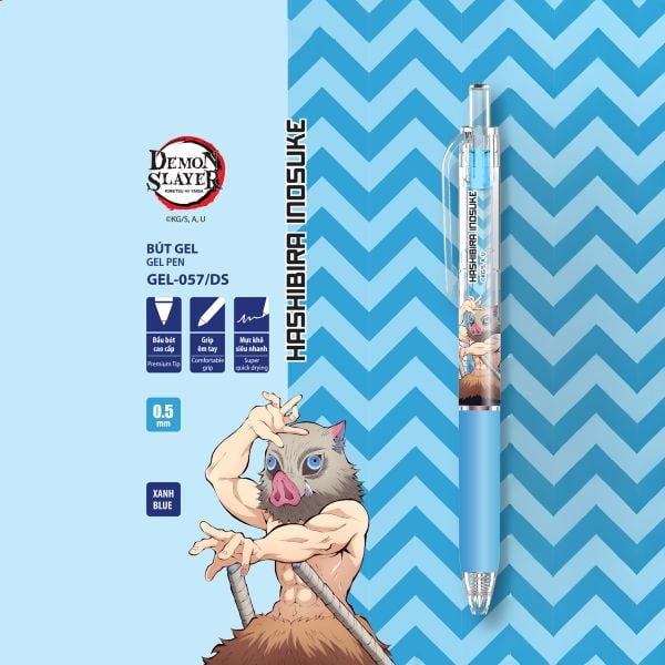 Bút gel Quick Dry Thiên Long Demon Slayer - Mực khô siêu nhanh - Mực Xanh