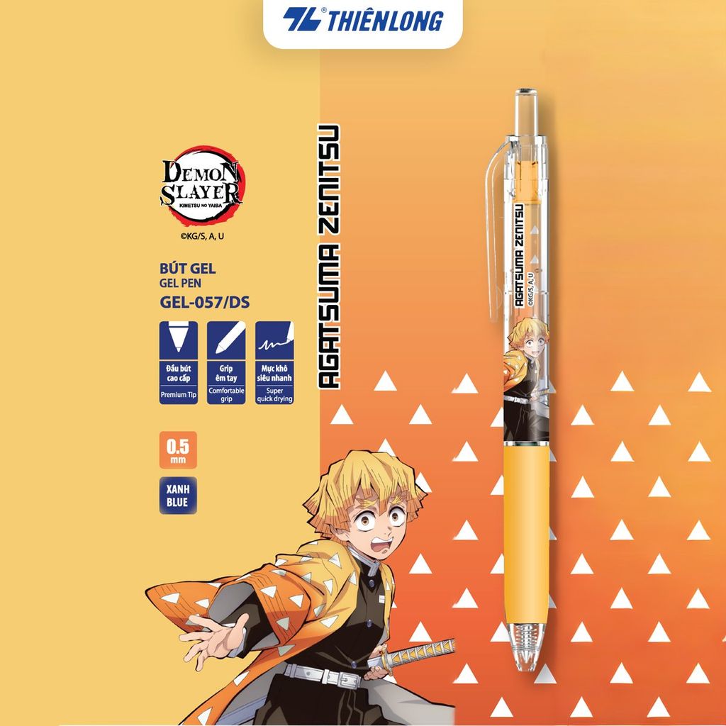Bút gel Quick Dry Thiên Long Demon Slayer GEL-057/DS - Mực khô siêu nhanh - Mực Xanh