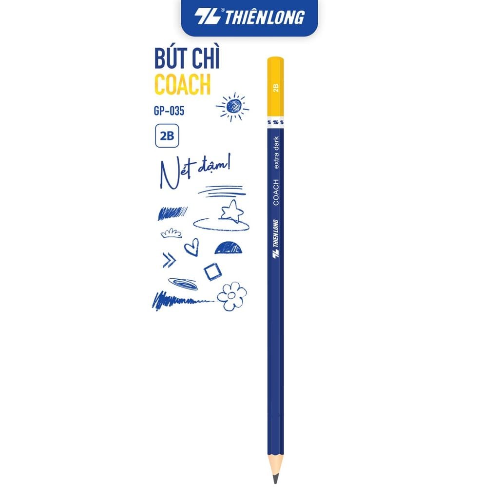 Bút chì gỗ Thiên Long Signature/Coach/Exam Grade 2B – Viết Êm, Nét Đậm, Thiết Kế Trẻ Trung