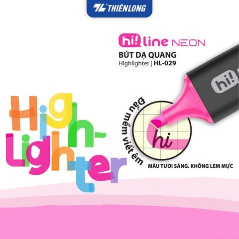 Bút dạ quang Hi!Line Neon Thiên Long HL-029 – Màu sáng nổi bật, không lem mực