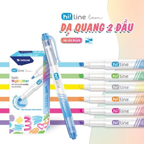 Bút dạ quang Thiên Long HL-03 PLUS - 2 đầu bút siêu mềm, lướt giấy nhẹ êm