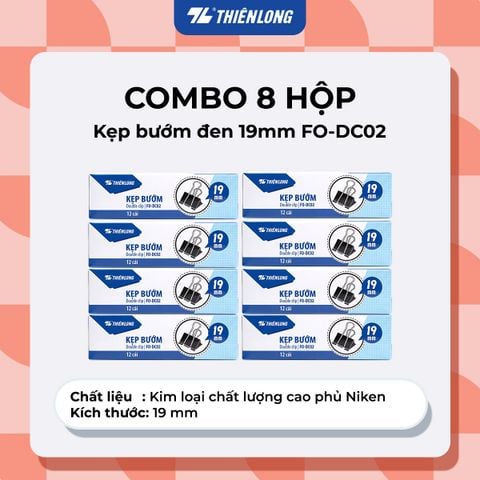 Combo kẹp bướm, kẹp giấy thiên long kích thước 15/19/25/32/41/51mm kim loại chống sét - giữ hồ sơ gọn gàng, phù hợp văn phòng, học sinh