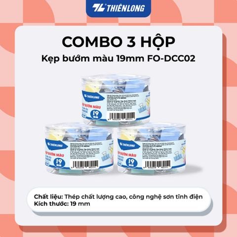 Combo kẹp bướm, kẹp giấy thiên long kích thước 15/19/25/32/41/51mm kim loại chống sét - giữ hồ sơ gọn gàng, phù hợp văn phòng, học sinh