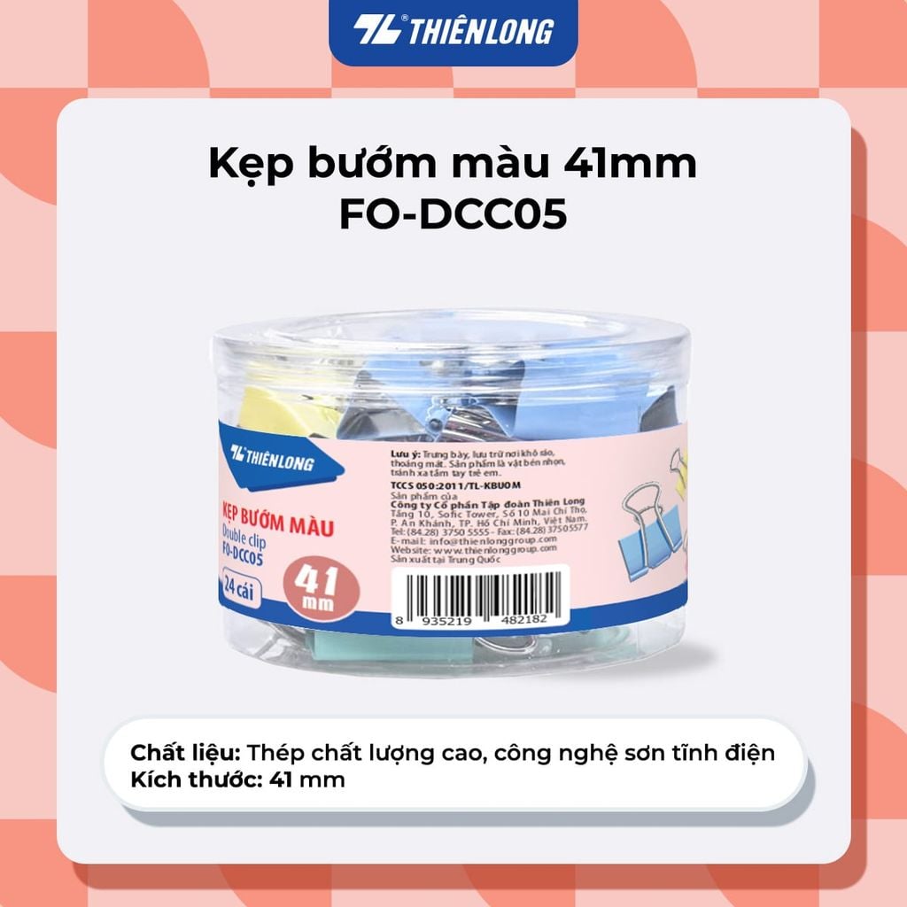 Combo kẹp bướm, kẹp giấy thiên long kích thước 15/19/25/32/41/51mm kim loại chống sét - giữ hồ sơ gọn gàng, phù hợp văn phòng, học sinh