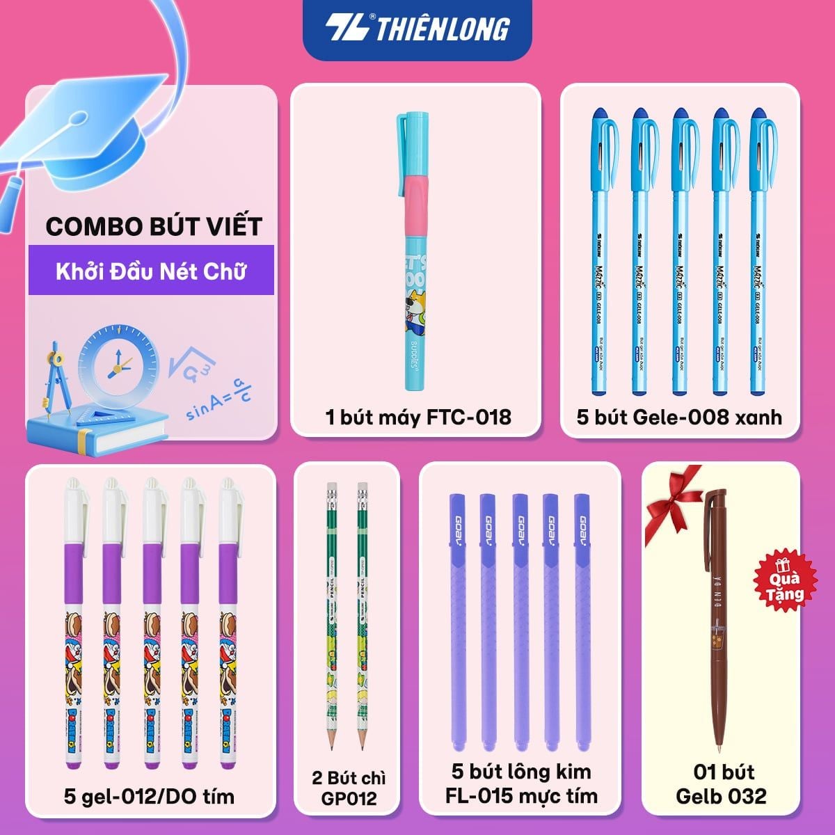  Combo Thiên Long Tiểu học Khởi Đầu Nét Chữ 