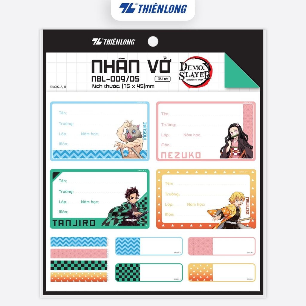 Nhãn vở Thiên Long - Phiên bản Demon Slayer NBL-009/DS