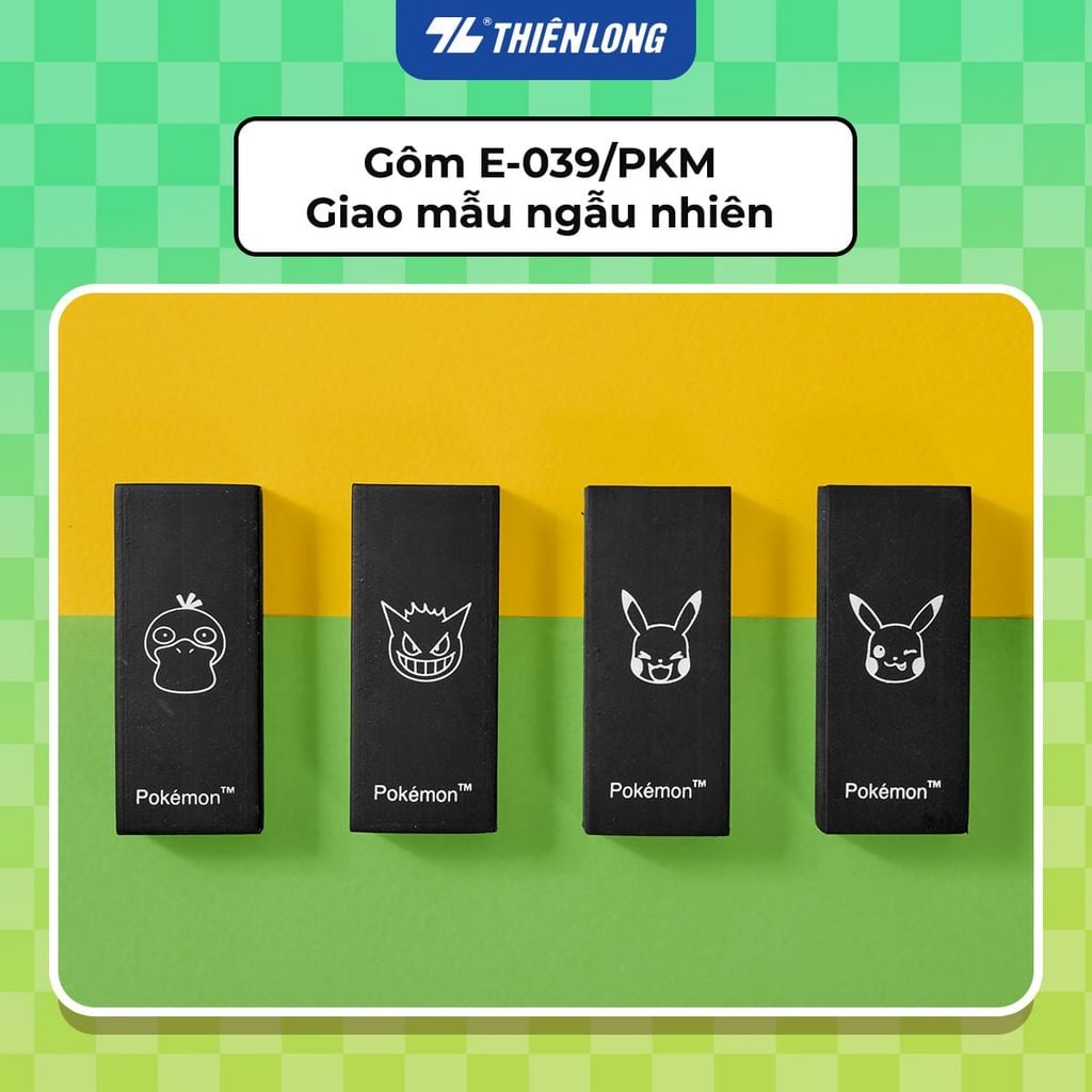 Gôm tẩy Thiên Long Pokémon kháng khuẩn Nhật Bản - Mẫu ngẫu nhiên