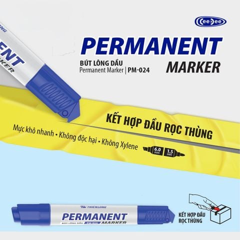 Bút lông dầu Thiên Long 2 đầu mực - Permanent Marker PM-024 - Kết hợp đầu rọc thùng