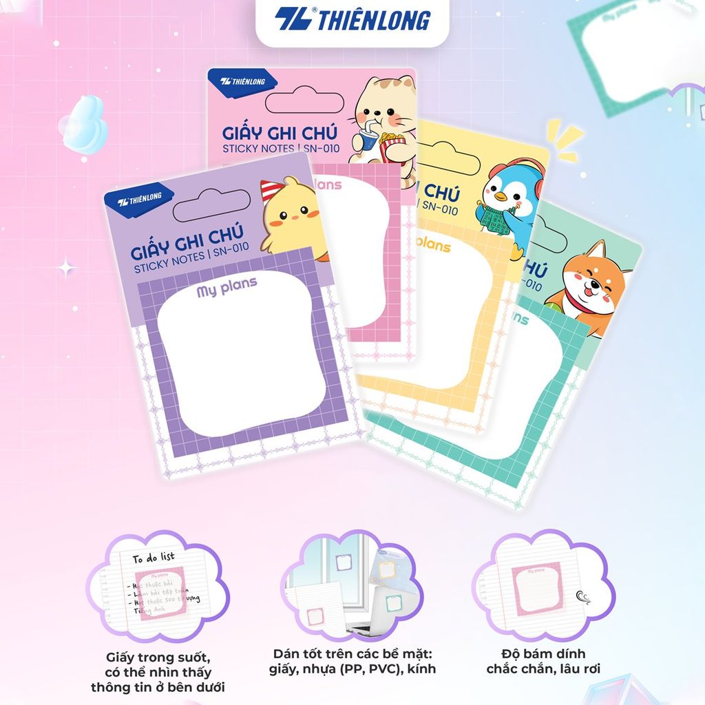 Giấy Phân trang Thiên Long - Giấy notes - Ghi chú - Nhiều kích thước, mẫu ngẫu nhiên