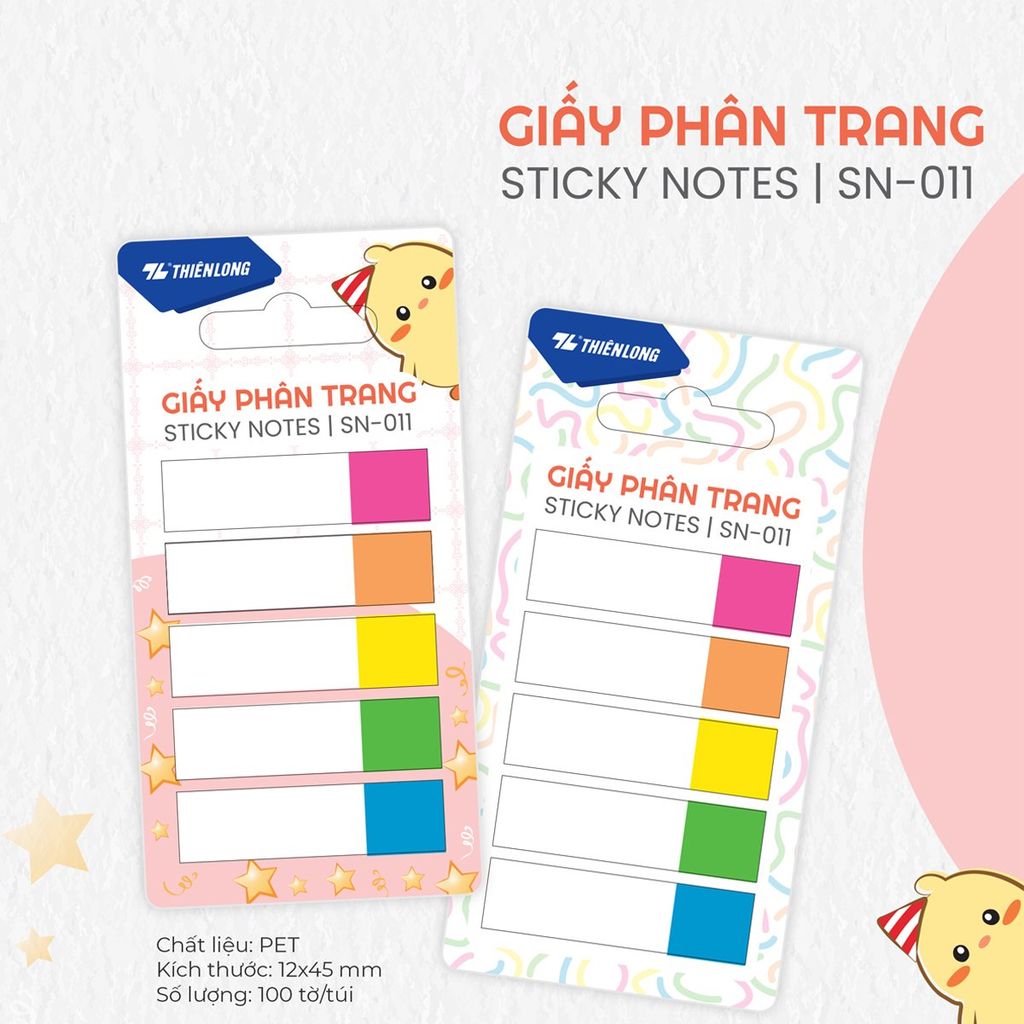 Giấy Phân trang Thiên Long - Giấy notes - Ghi chú - Nhiều kích thước, mẫu ngẫu nhiên