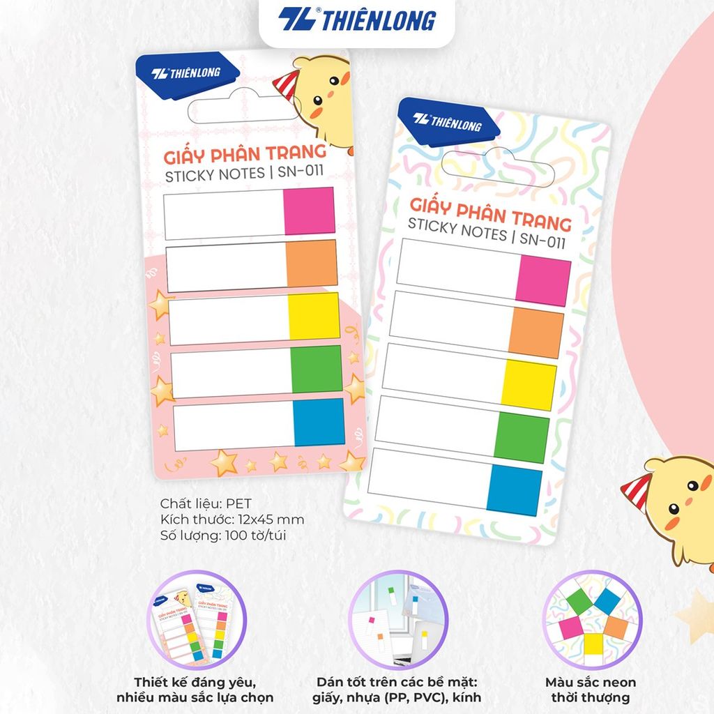 Giấy Phân trang Thiên Long - Giấy notes - Ghi chú - Nhiều kích thước, mẫu ngẫu nhiên
