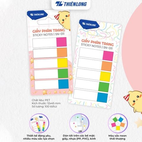 Giấy Phân trang Thiên Long - Giấy notes - Ghi chú - Nhiều kích thước, mẫu ngẫu nhiên