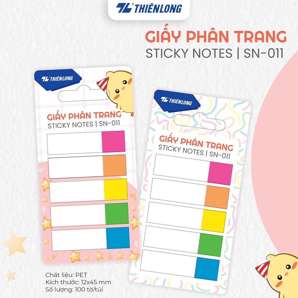 Giấy Phân trang Thiên Long - Giấy notes - Ghi chú - Nhiều kích thước, mẫu ngẫu nhiên