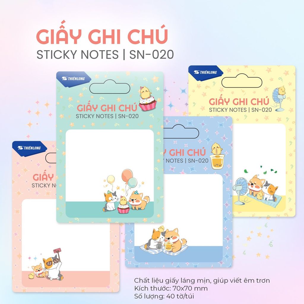Giấy Phân trang Thiên Long - Giấy notes - Ghi chú - Nhiều kích thước, mẫu ngẫu nhiên