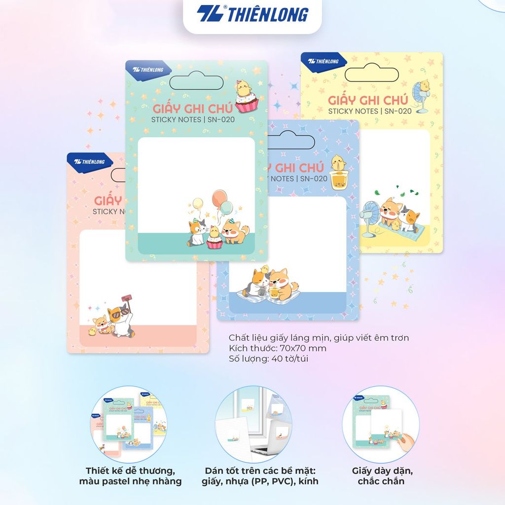 Giấy Phân trang Thiên Long - Giấy notes - Ghi chú - Nhiều kích thước, mẫu ngẫu nhiên