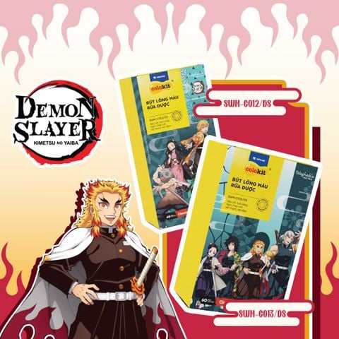 Bút Lông Thiên Long 48/60 Màu Fiber Pen Washable - Phiên bản Demon Slayer