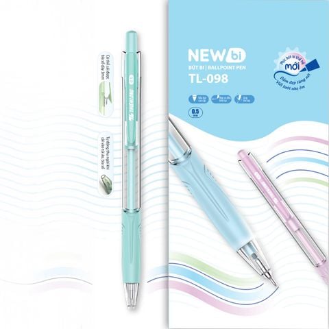 Bút bi Thiên Long TL-098 0.5mm 4 màu thân thời trang - Mực Xanh