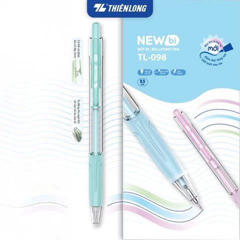 Bút bi Thiên Long TL-098 0.5mm 4 màu thân thời trang - Mực Xanh
