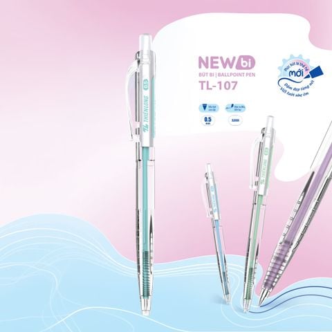 Bút bi Thiên Long TL-107 0.5mm 4 màu thân thời trang - Mực Xanh
