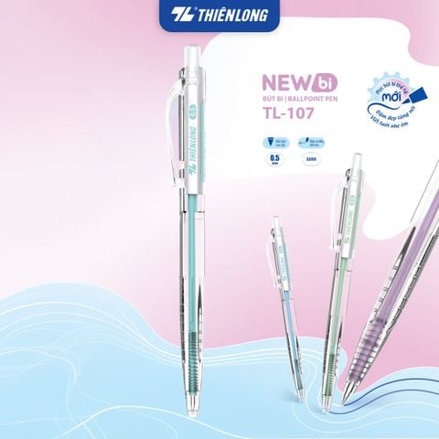 Bút bi Thiên Long TL-107 0.5mm 4 màu thân thời trang - Mực Xanh