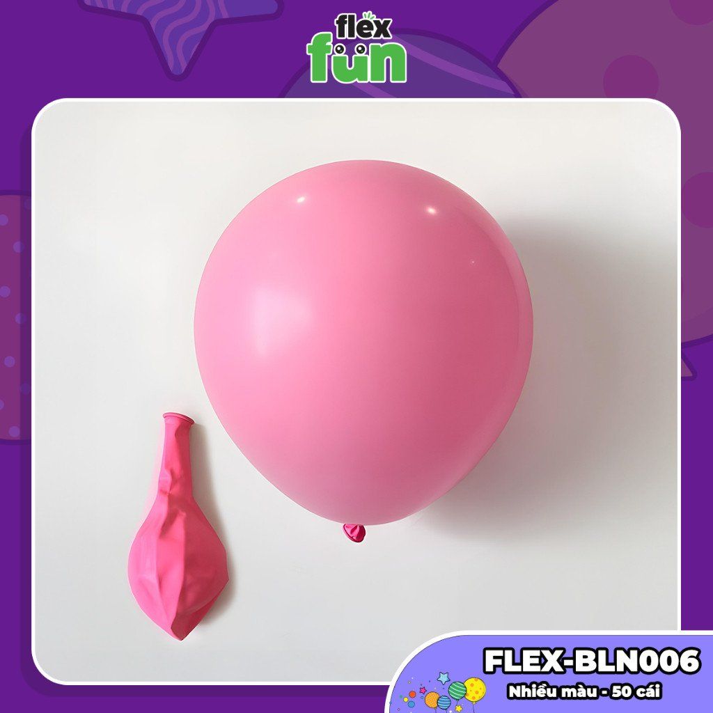 Set 10/50/100 Bóng bay trang trí sinh nhật, lớp học, phòng cưới Flex Fun - Bong bóng tròn, giun dài, trái tim nhiều màu