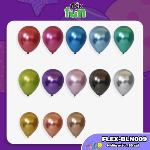 Set 10/50/100 Bóng bay trang trí sinh nhật, lớp học, phòng cưới Flex Fun - Bong bóng tròn, giun dài, trái tim nhiều màu