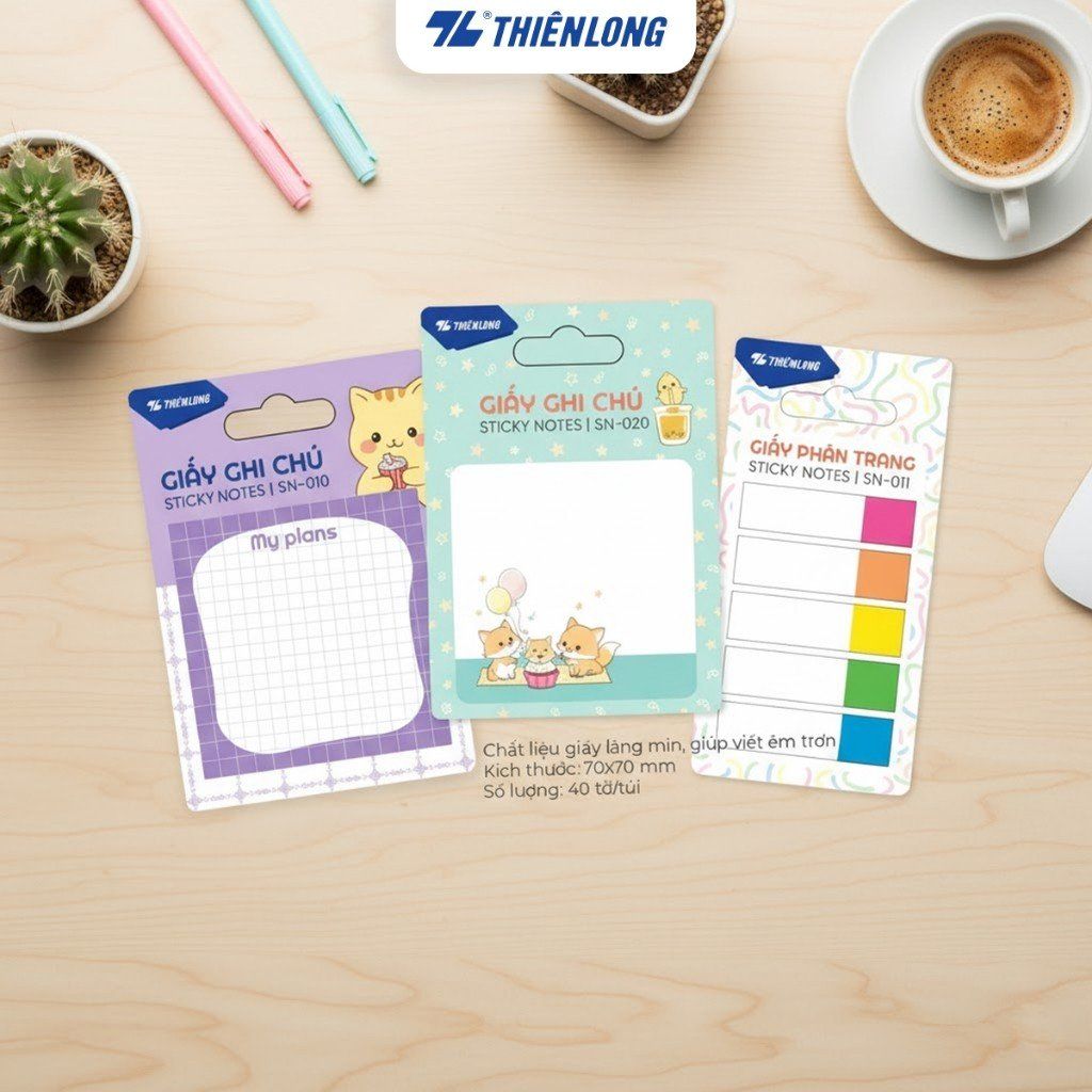 Giấy Phân trang Thiên Long - Giấy notes - Ghi chú - Nhiều kích thước, mẫu ngẫu nhiên