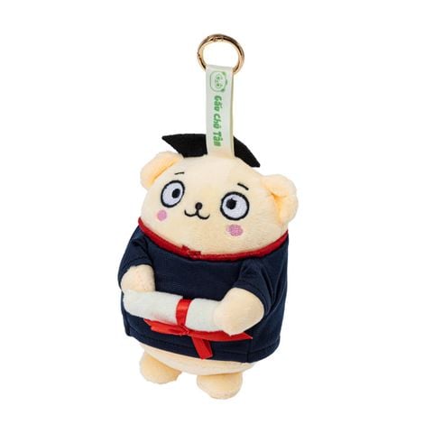 Móc khóa Gấu Chú Tâm Bitis màu xanh dáng gấu tốt nghiệp 13cm vải lông Velboa AAUH06300XDG chính hãng