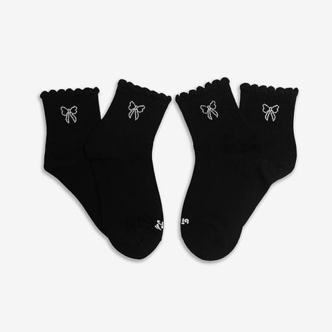  Vớ Cổ Trung Bé Gái Biti's Jane Sock Màu Đen BASG00300DEN 