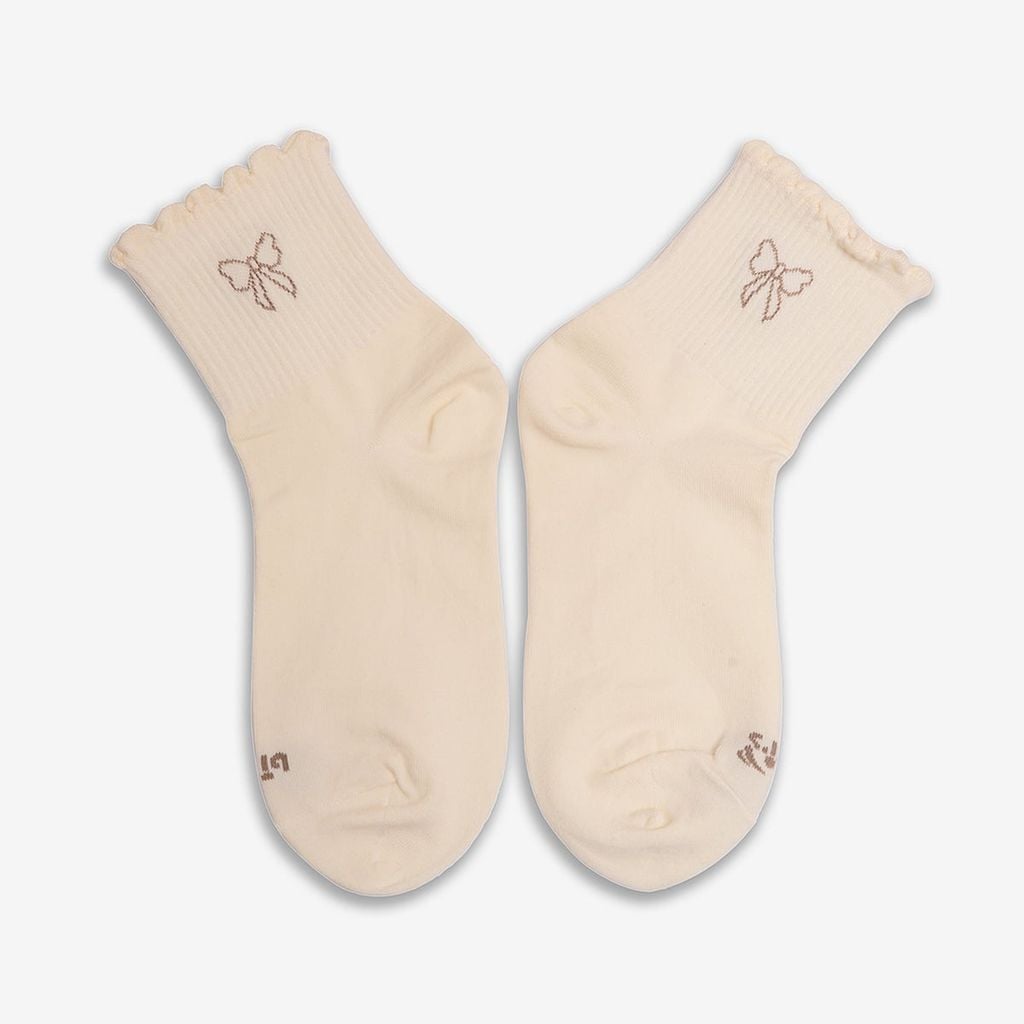  Vớ Cổ Trung Bé Gái Biti's Jane Sock Màu Kem BASG00300KEM 