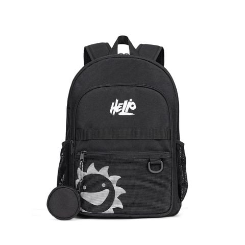 Balo teen nam nữ Bitis Helio màu đen vải Polyester siêu nhẹ 550g kích thước 42x30cm BBBB02400DEN chính hãng
