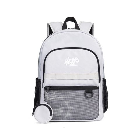 Balo teen nam nữ Bitis Helio màu xám lợt vải Polyester siêu nhẹ 550g kích thước 42x30cm BBBB02400XAL chính hãng