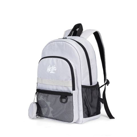 Balo teen nam nữ Bitis Helio màu xám lợt vải Polyester siêu nhẹ 550g kích thước 42x30cm BBBB02400XAL chính hãng