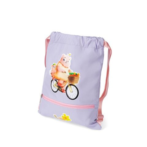 Balo dây rút nữ Bitis màu tím vải Nylon chống nhăn kích thước 44x34cm ngăn khóa kéo BBBW02000TIM chính hãng