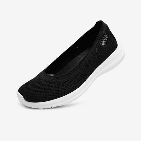 Giày búp bê nữ Bitis Embrace màu đen quai vải dệt Knit co giãn đế đúc IP siêu nhẹ BBW004100DEN chính hãng