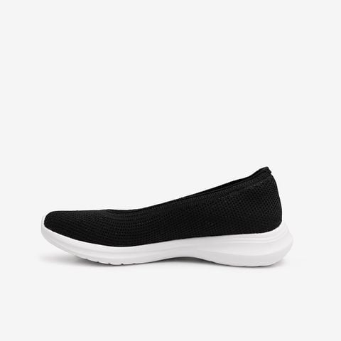 Giày búp bê nữ Bitis Embrace màu đen quai vải dệt Knit co giãn đế đúc IP siêu nhẹ BBW004100DEN chính hãng